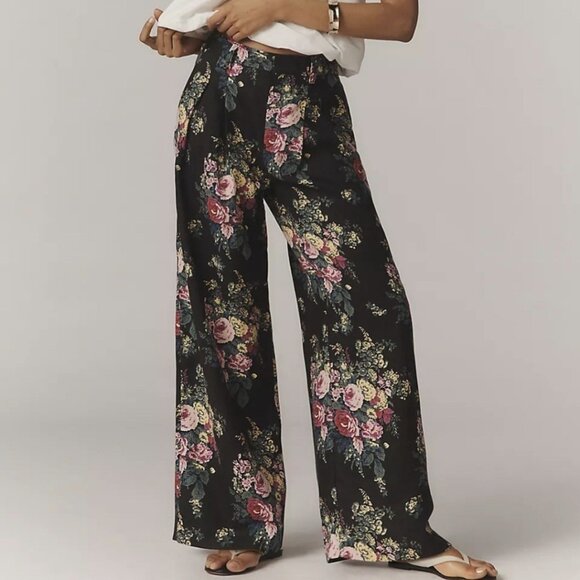 NWT Size M- The Avery Pleated Wide Leg  Trousers Maeve 100% Linen (NWT US$ 148) - Picture 2 of 16